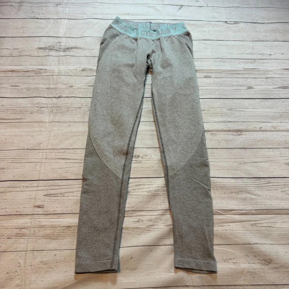 Gymshark Leggings Low Rise Gray and Teal Flex Gym‎ Women's Size Small